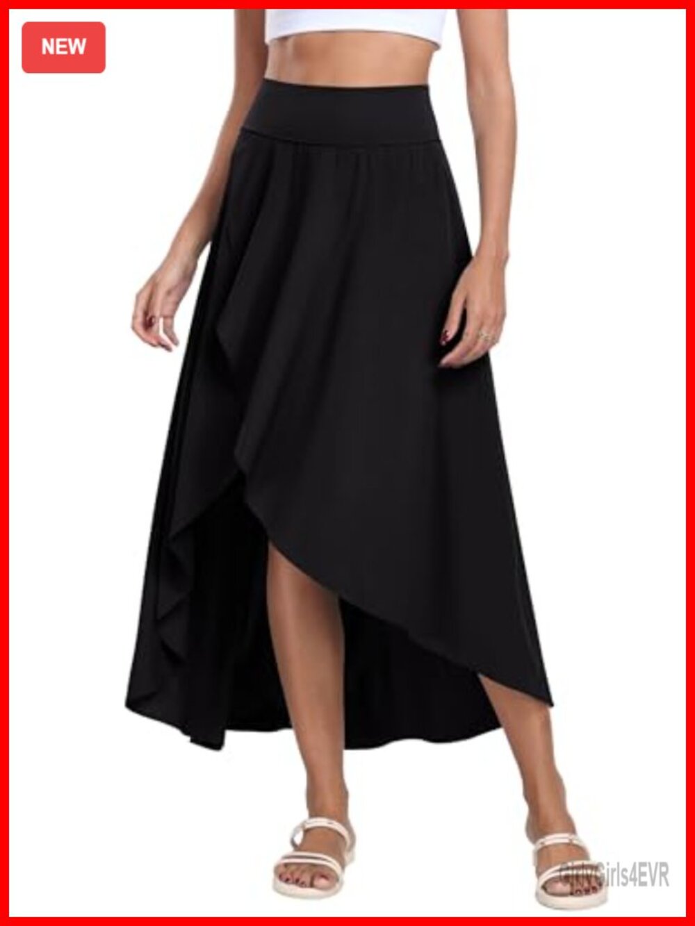High Waist Maxi Skirt with Slit Ruffle Wrap Flowy Long Skirt Built-in Shorts